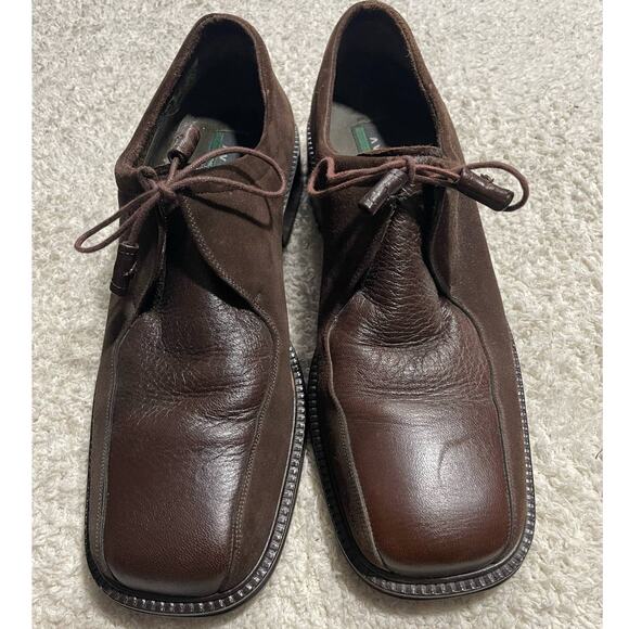 Avventura Derby Loafers Square Toe 9 M Suede Lace Up Shoes Brown Handmade Spain - Picture 9 of 14